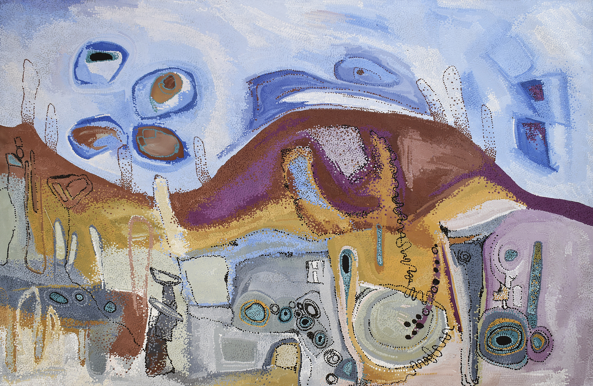 Helen McCarthy Tyalmuty Ant Hills 2024 acrylic on linen 122x181cm Helen McCarthy Tyalmuty Ant Hills 2024 acrylic on linen 122x181cm