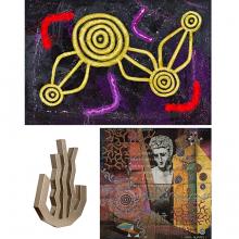 Artworks by Michael Nelson Jagamara and Imants Tillers